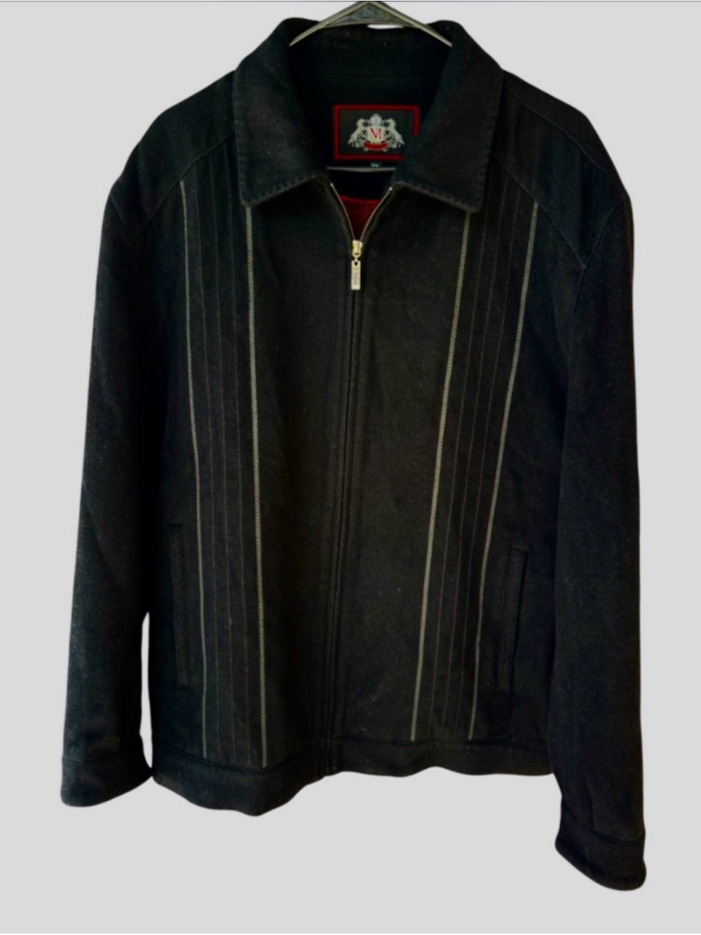 Martello UOMO Italian Men's Black Zip-Up Jacket wool blend xxl